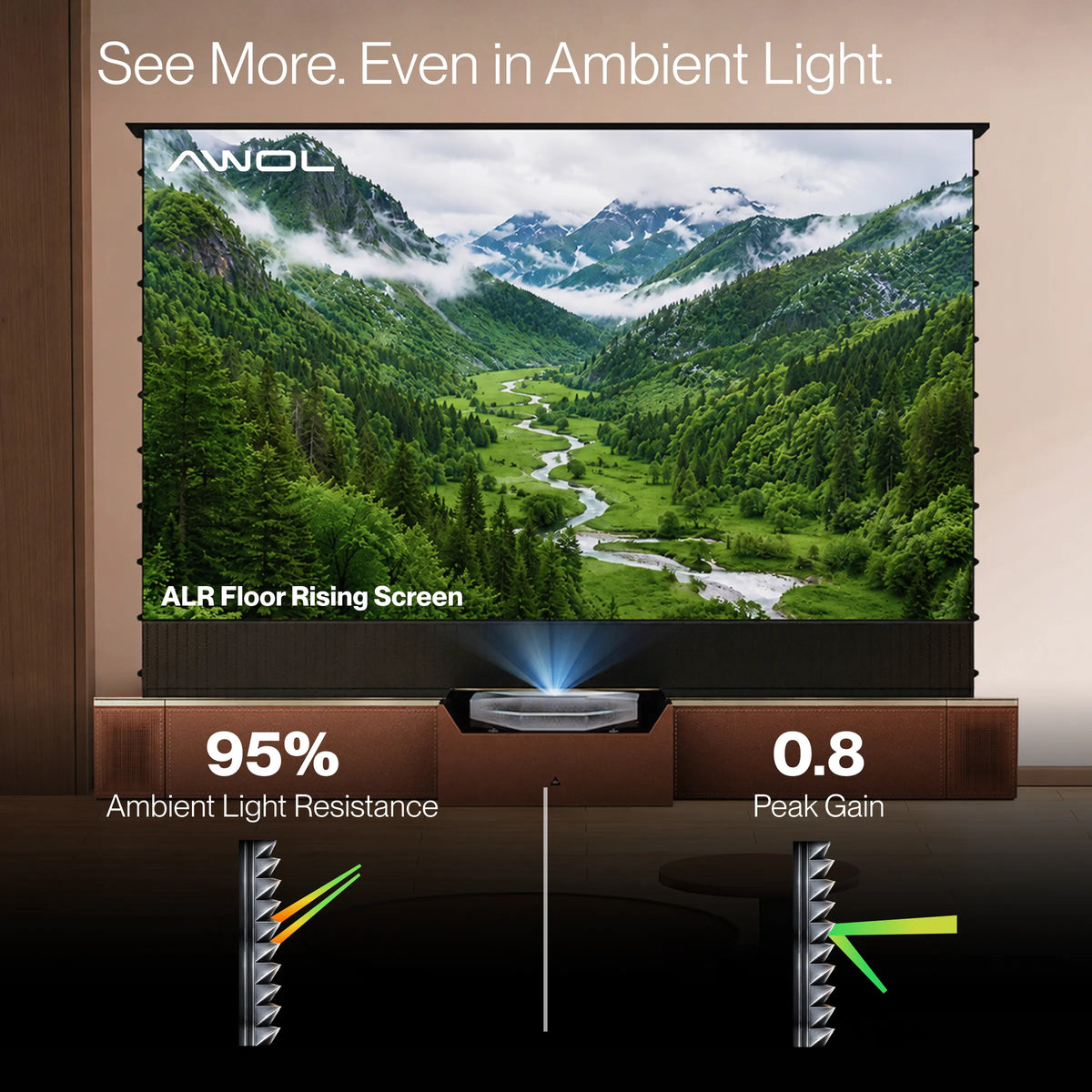 100''-120'' Cinematic+ ALR Motorized Floor Rising Acoustic Screen