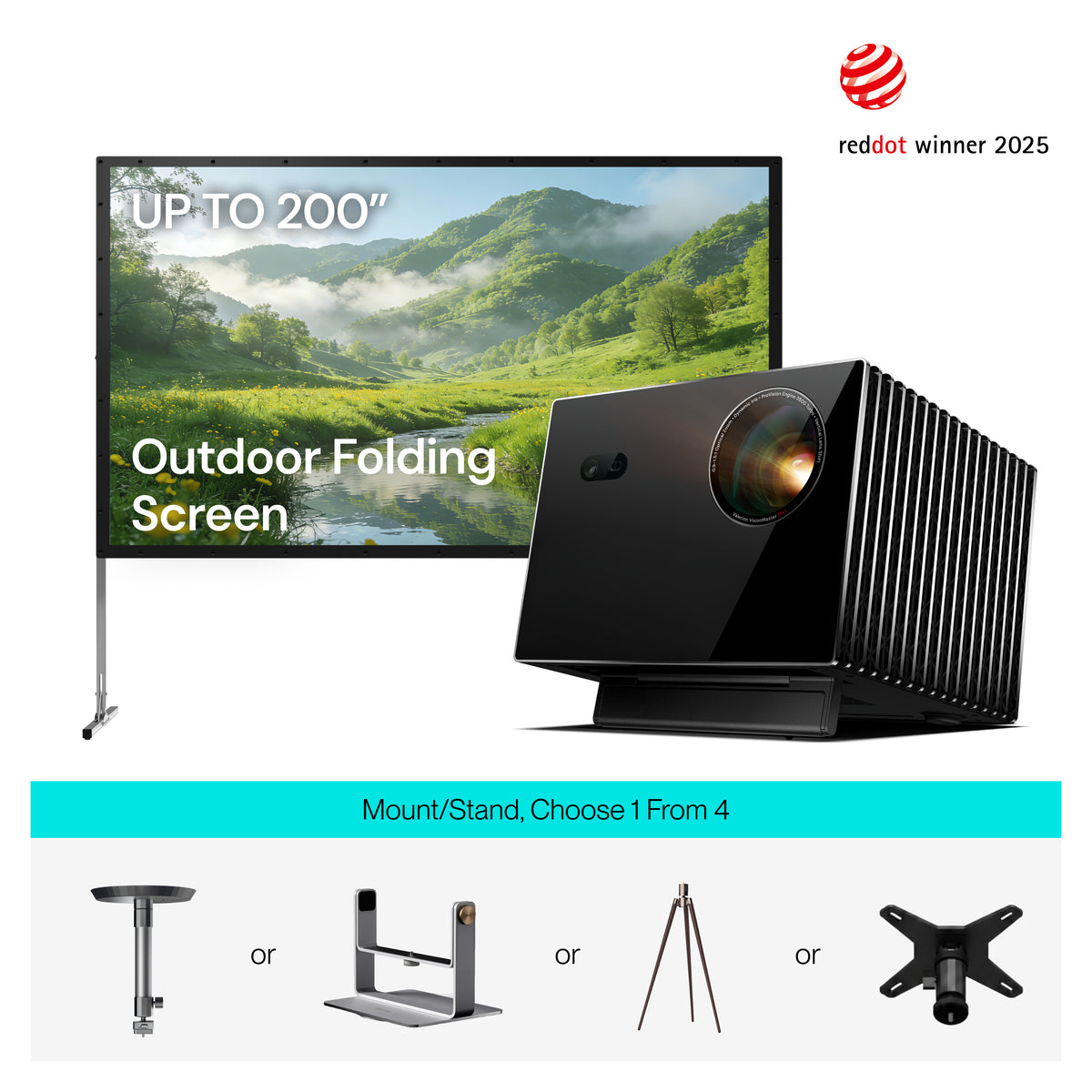 AWOL Valerion Max + Outdoor Camping Portable Folding Matte White Screen