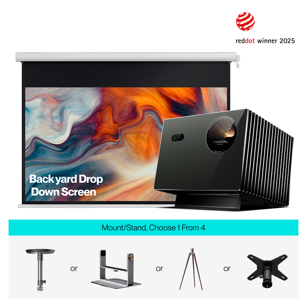 AWOL Valerion Pro 2 + 120″ Backyard Drop Down Screen